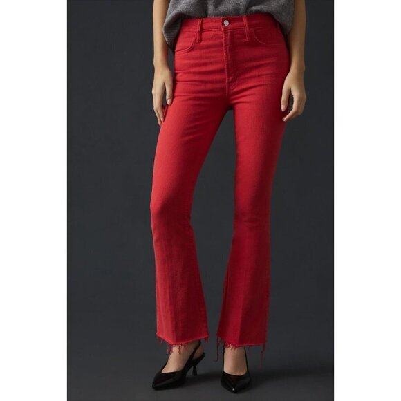 NWT Mother Hustler Ankle Fray in Mars Red High Rise Bootcut Crop Jeans 25 - Picture 11 of 14